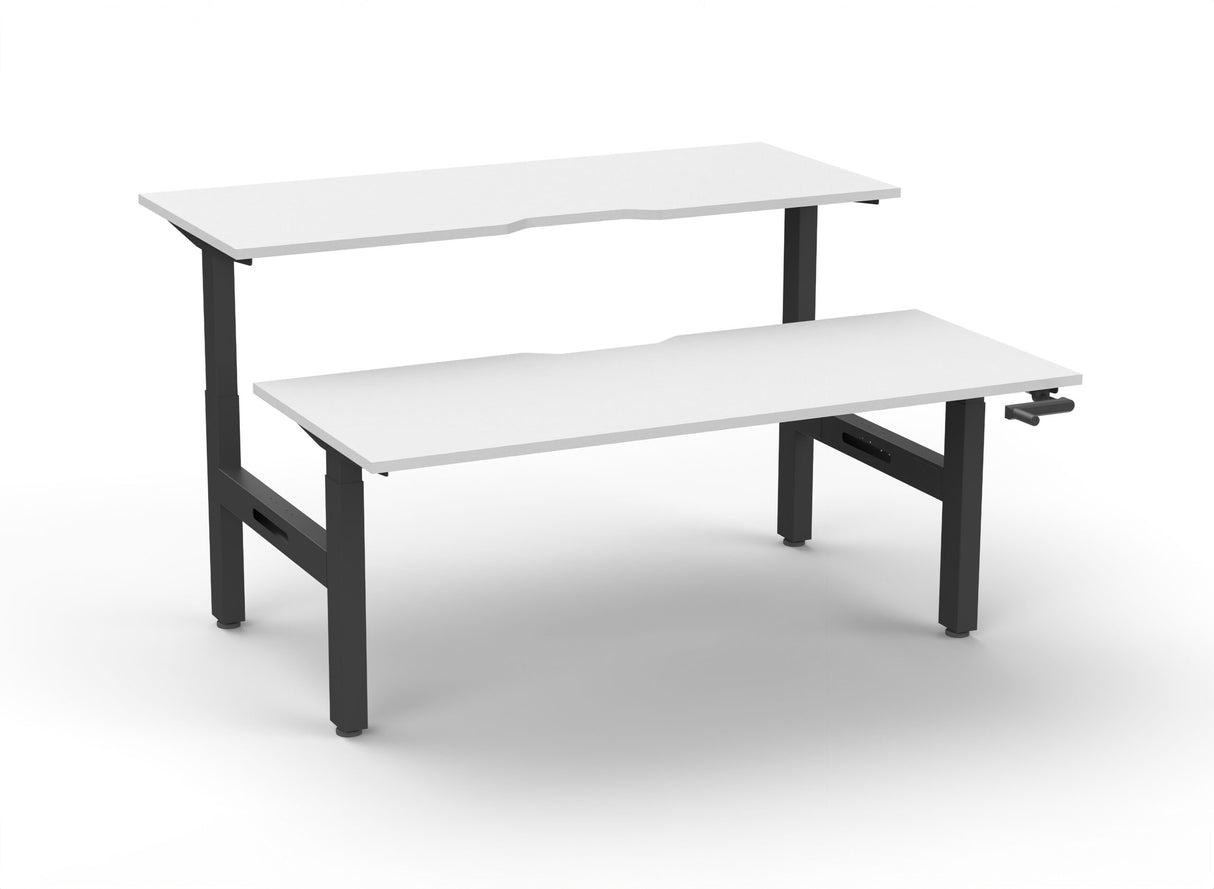 RL Boost Crank 2-User Height Adjustable Workstation with Grey Eco Panel Screen