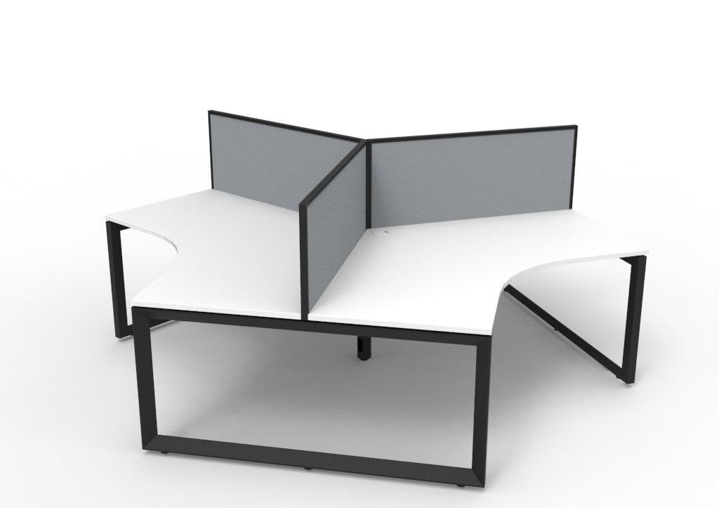 RL Infinity 120 Degree Loop Leg 3 User Workstation with Aluminium Framed Screen
