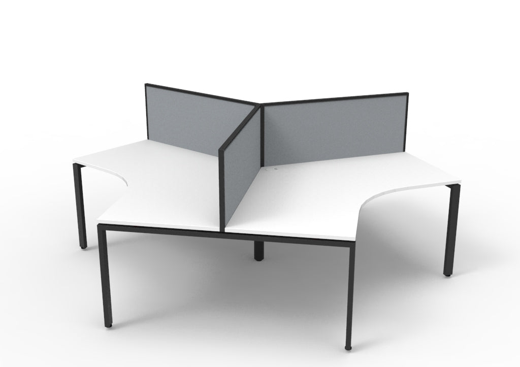 RL Infinity 120 Degree Profile Leg Workstation for 3 Users with Framed Screen