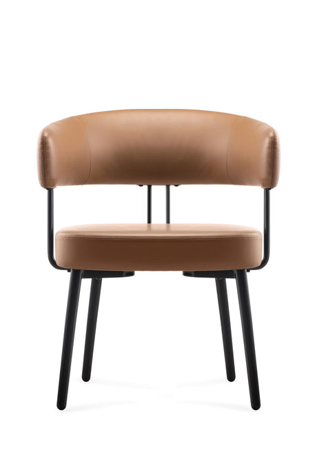 RL Hera PU Leather Upholstered Black Metal Base Breakout Chair