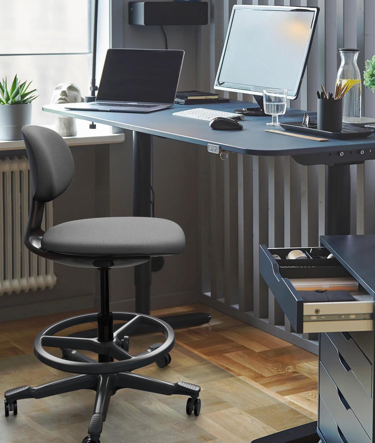 RL Yoyo Fabric Upholstered Drafting Chair