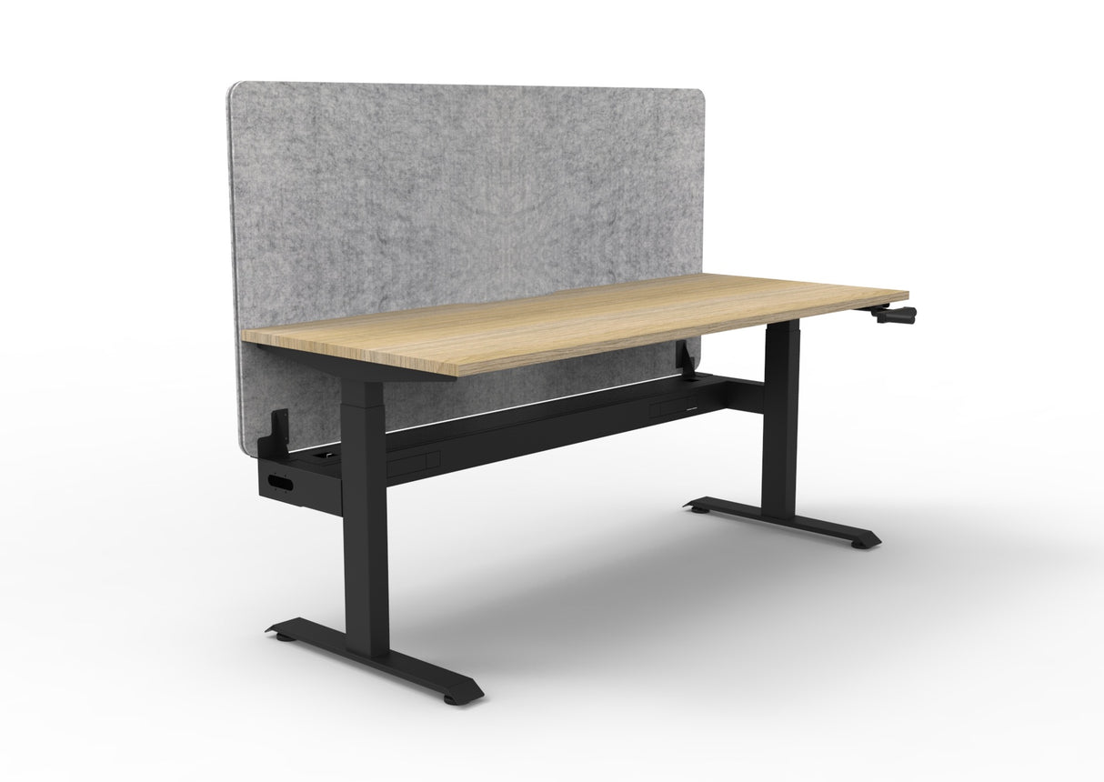 RL Boost Crank Single User Height Adjustable Workstation with Grey Eco Panel Screen