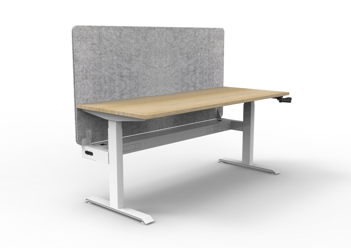 RL Boost Crank Single User Height Adjustable Workstation with Grey Eco Panel Screen