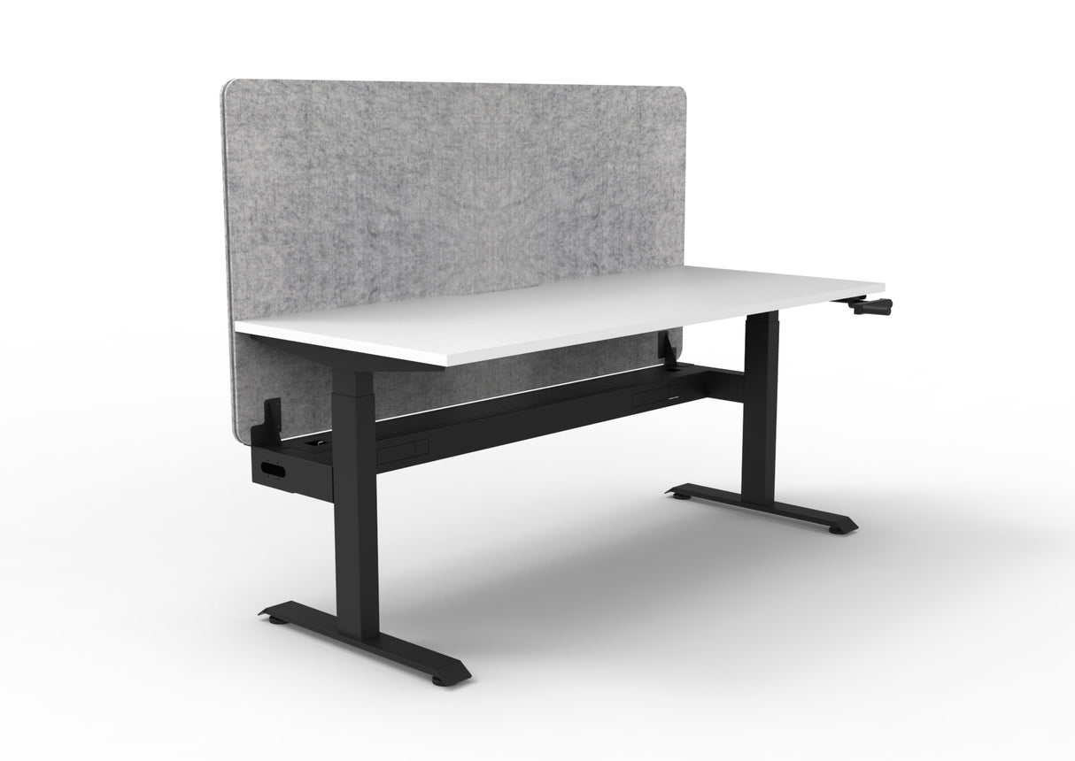 RL Boost Crank Single User Height Adjustable Workstation with Grey Eco Panel Screen