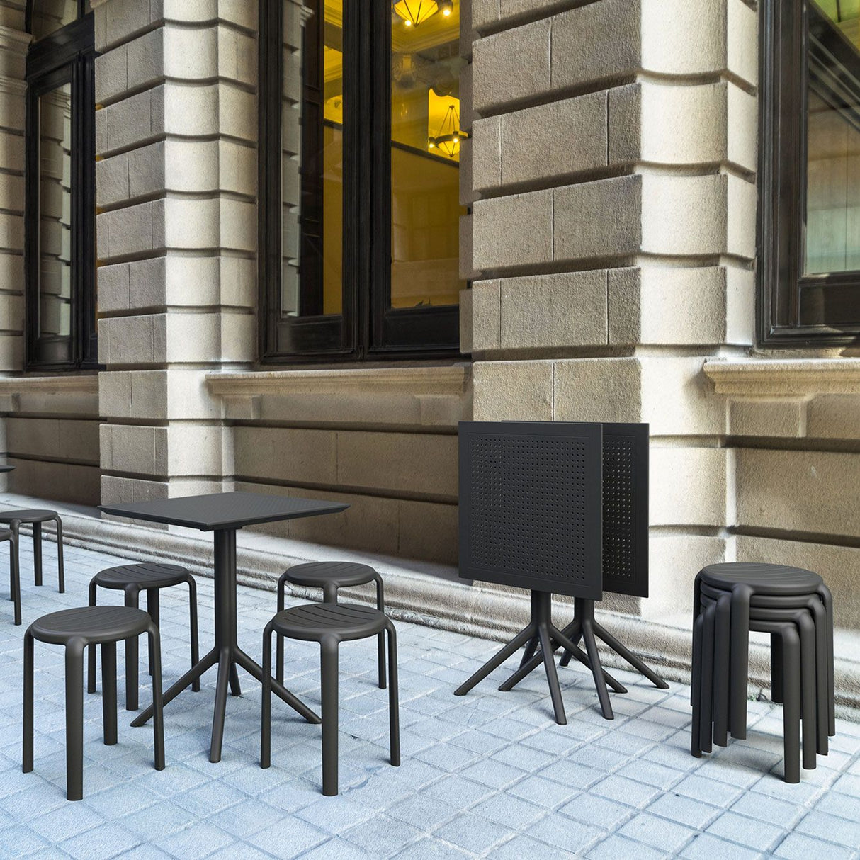 FL Tom Hospitality Outdoor Stackable Dining Stool