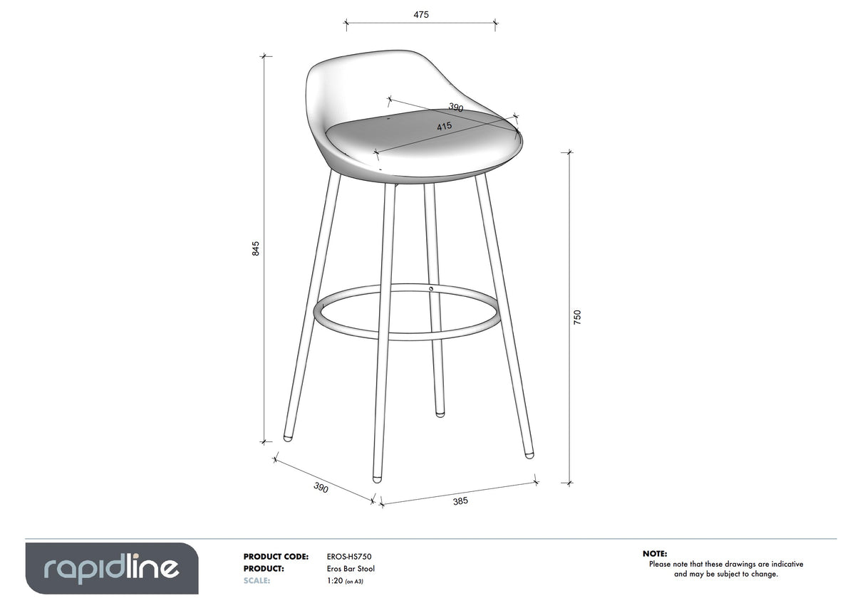 RL Eros Metal Leg Hospitality Bar Stool