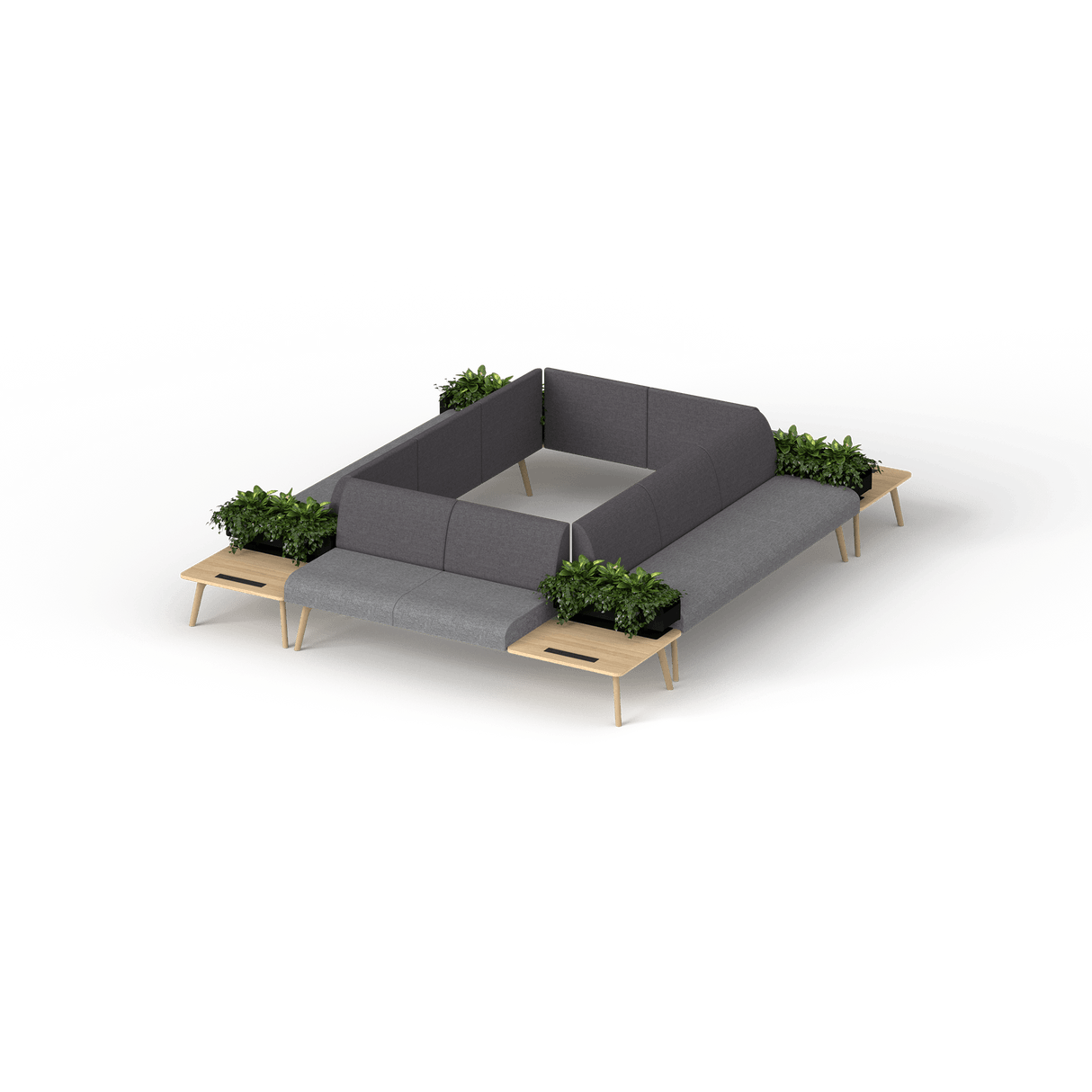 OL Willow 10 Seater Box Pattern Reception Area Sofa with 4 Side Tables