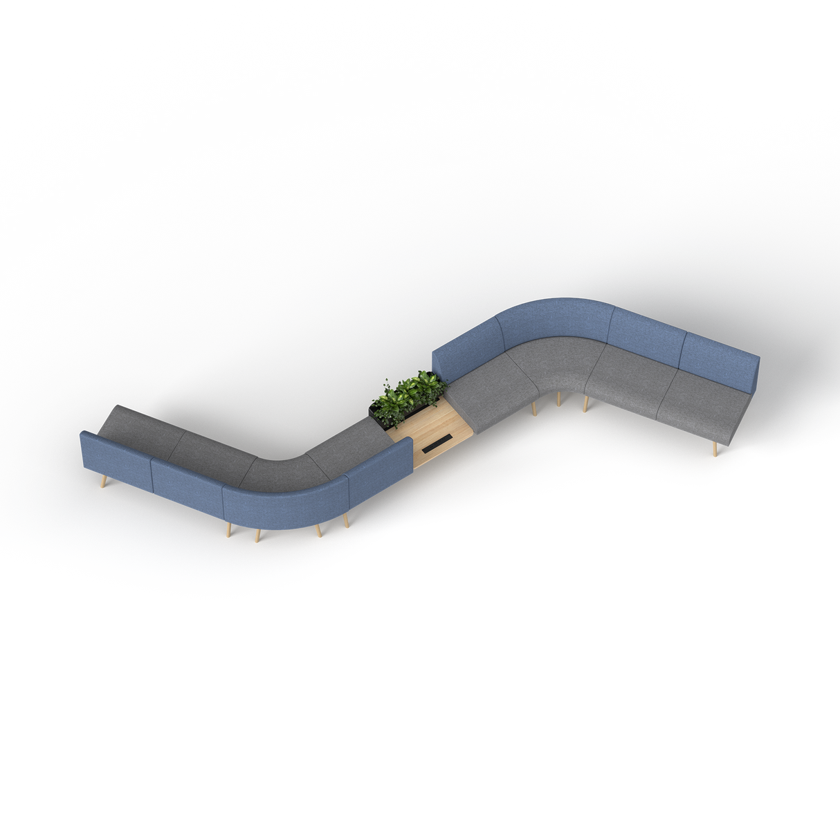 OL Willow Fabric Upholstered 8 Seater S Pattern Reception Area Sofa