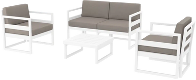 FL Mykonos Aluminium Hospitality Outdoor 4 Seater Lounge Set with Cushion