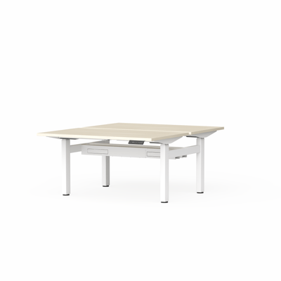 OL Klass Electric Height Adjustable Share Desk - New Oak Matte Top White Fame