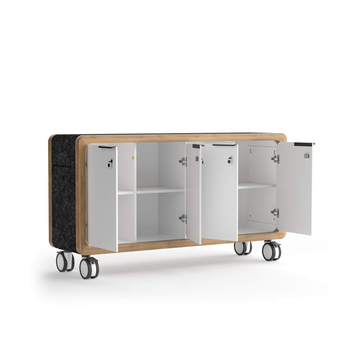 OL Rover 4 Door Mobile Credenza with Acoustic Pinnable Board
