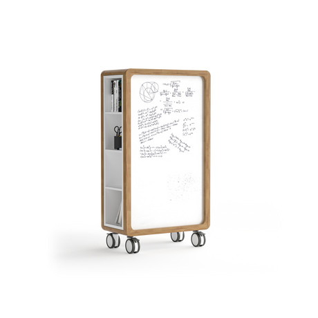 OL Rover Portable Glass Whiteboard with Storage Compartments