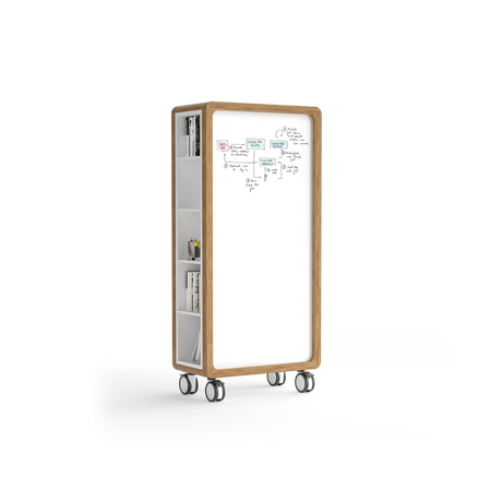 OL Rover Portable Glass Whiteboard with Storage Compartments