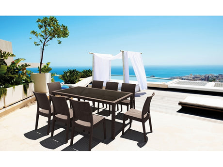 FL 7 Piece Tahiti Hospitality Outdoor Dining Table with Florida Chair