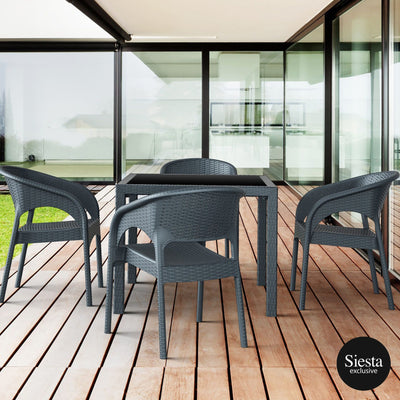 FL 5 Piece Balcony Dining Table Setting with Panama Arm Chair