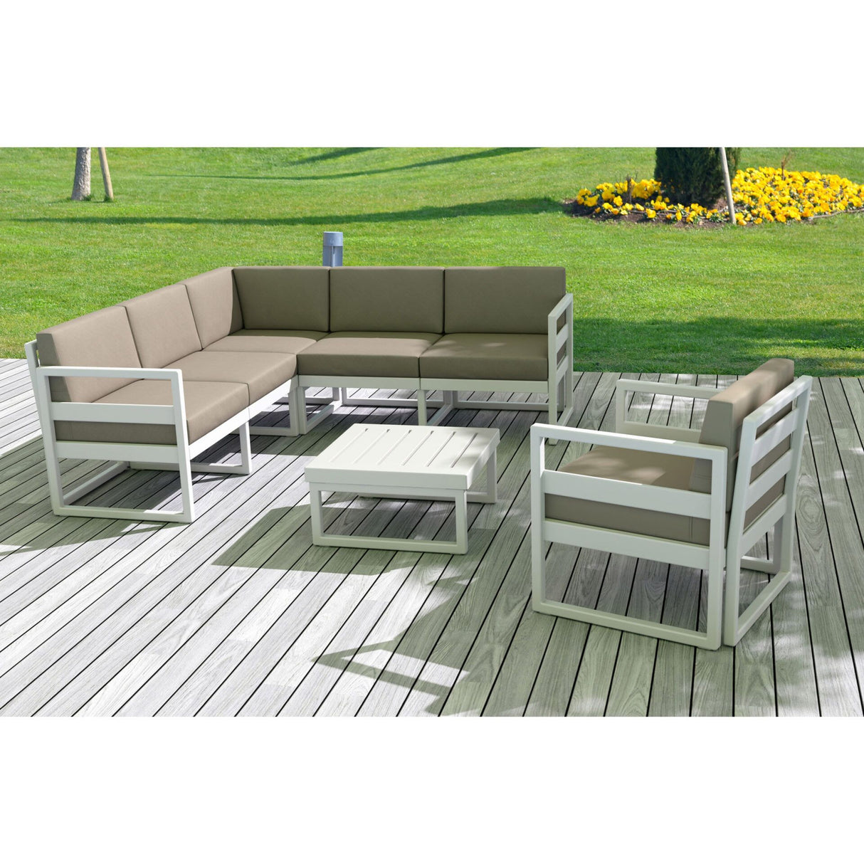 FL Mykonos Hospitality Outdoor Corner Loungeset with Cushions