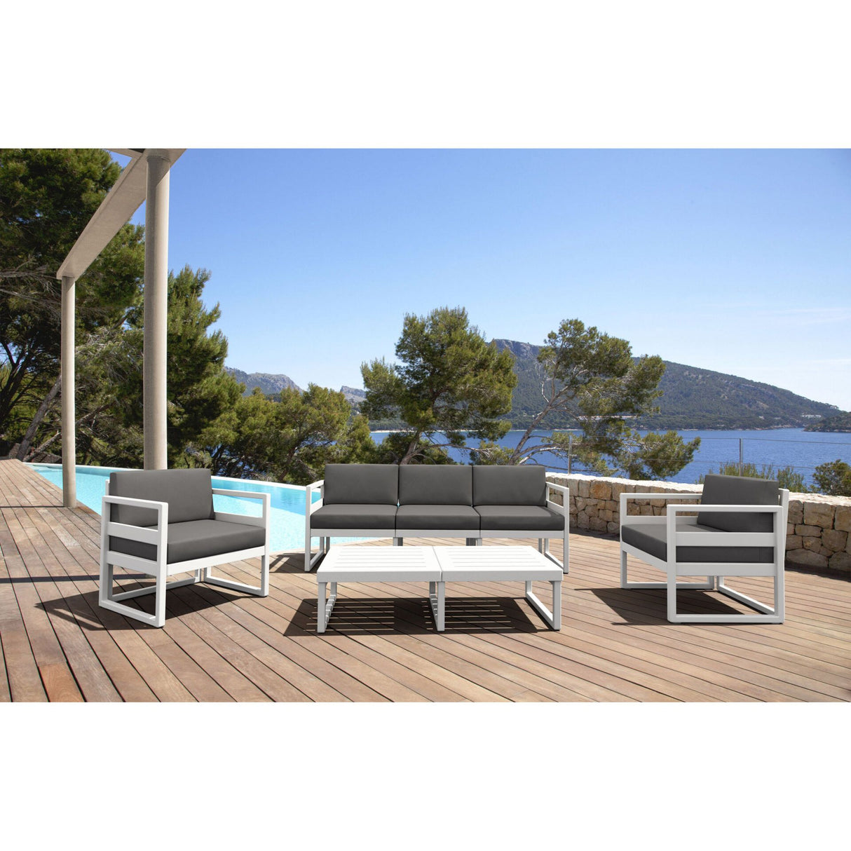 FL Mykonos Hospitality Outdoor 2 Seater with 2x Single Seater Loungeset