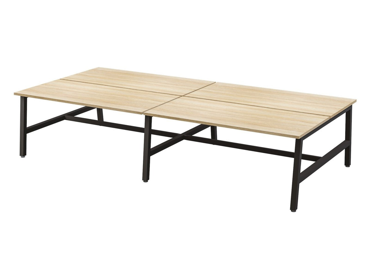 OL Axis Trestle 4 User Bench – Oak Top with Black Frame