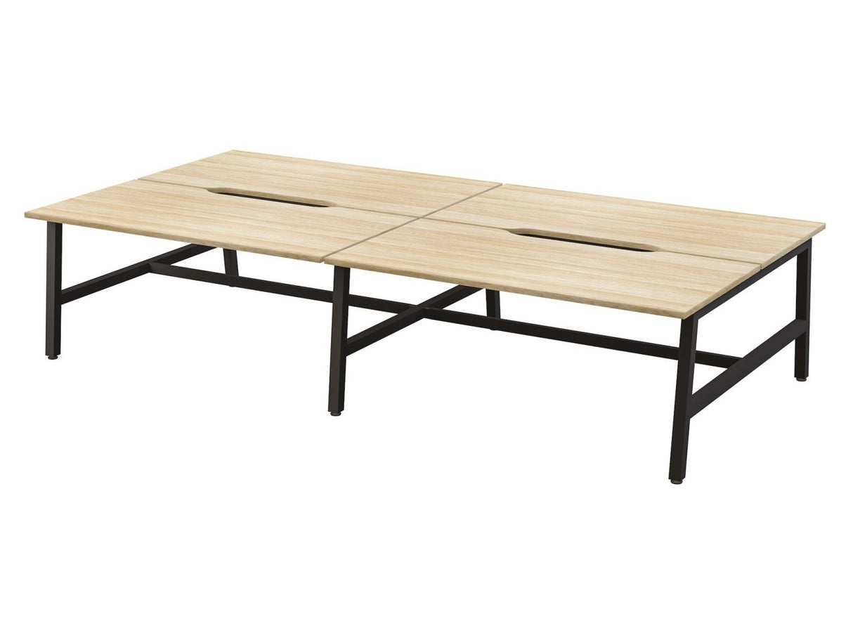 OL Axis Trestle 4 User Bench – Oak Top with Black Frame