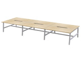 OL Axis Trestle 6 User Bench – Oak Top with White Frame