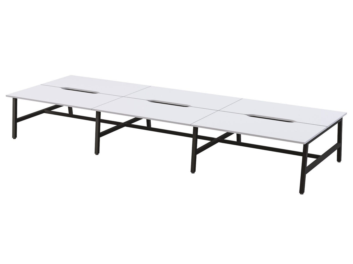 OL Axis Trestle 6 User Bench – White Top with Black Frame