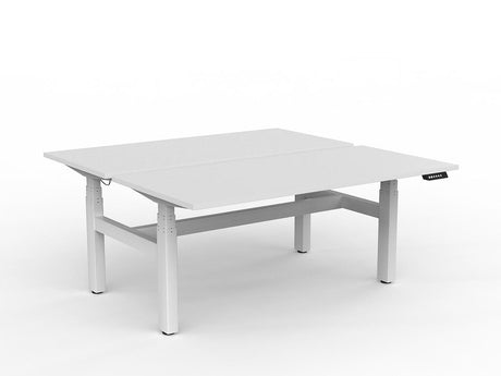 OL Agile Double Motor Electric Height Adjustable Shared Desk – White Top with White Frame