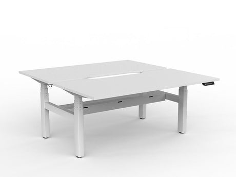 OL Agile Double Motor Electric Height Adjustable Shared Desk – White Top with White Frame