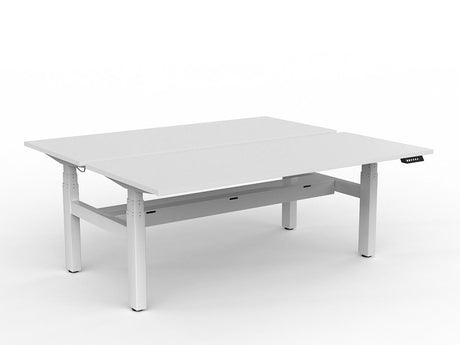 OL Agile Double Motor Electric Height Adjustable Shared Desk – White Top with White Frame