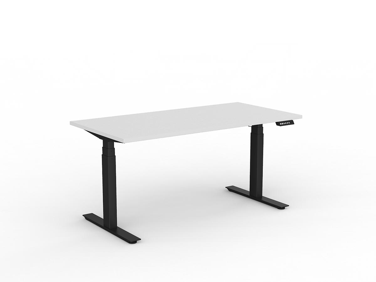 OL Agile Electric Height Adjustable Individual Desk – White Top with Black Frame