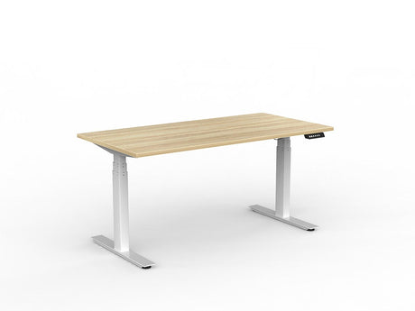 OL Agile Electric Height Adjustable Individual Desk – Oak Top with White Frame