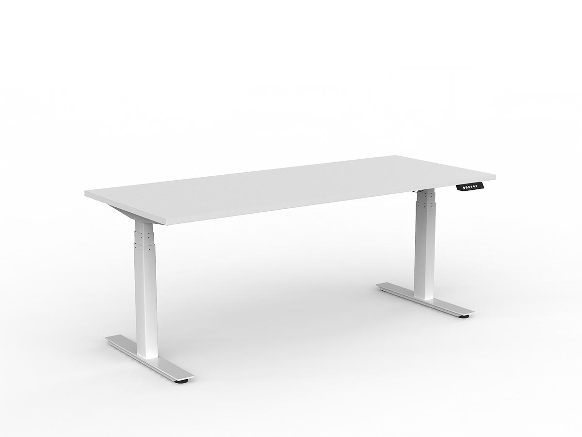 OL Agile Electric Height Adjustable Individual Desk – White Top with White Frame