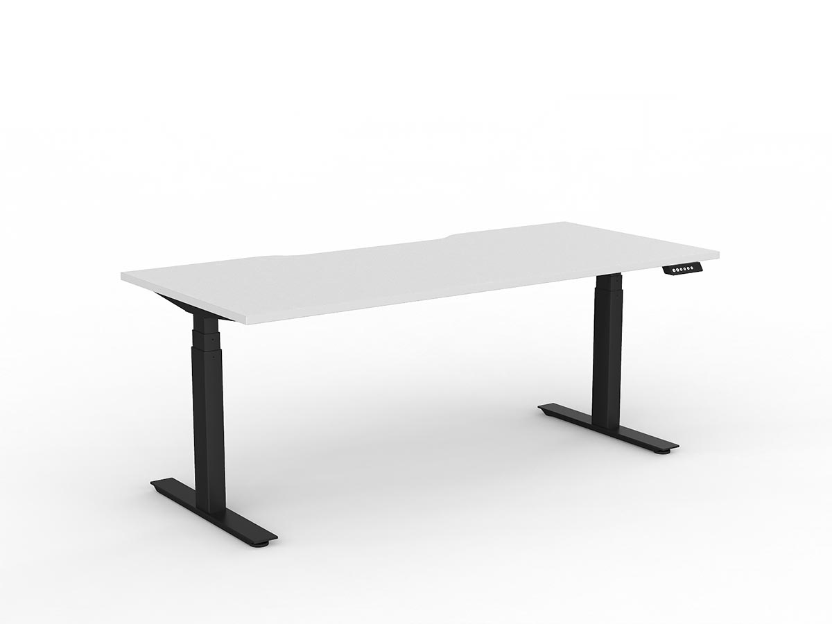 OL Agile Electric Height Adjustable Individual Desk – White Top with Black Frame