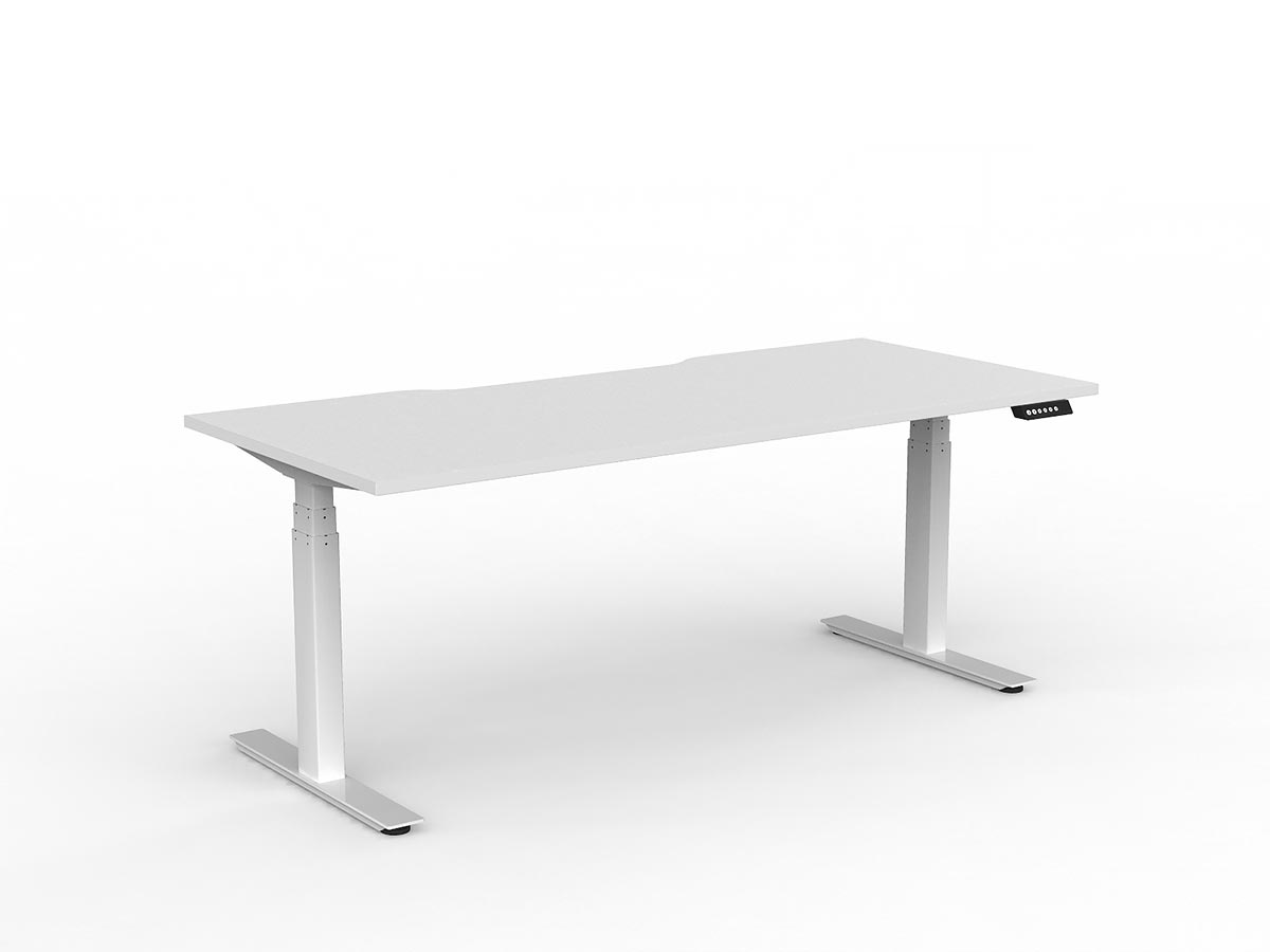 OL Agile Electric Height Adjustable Individual Desk – White Top with White Frame