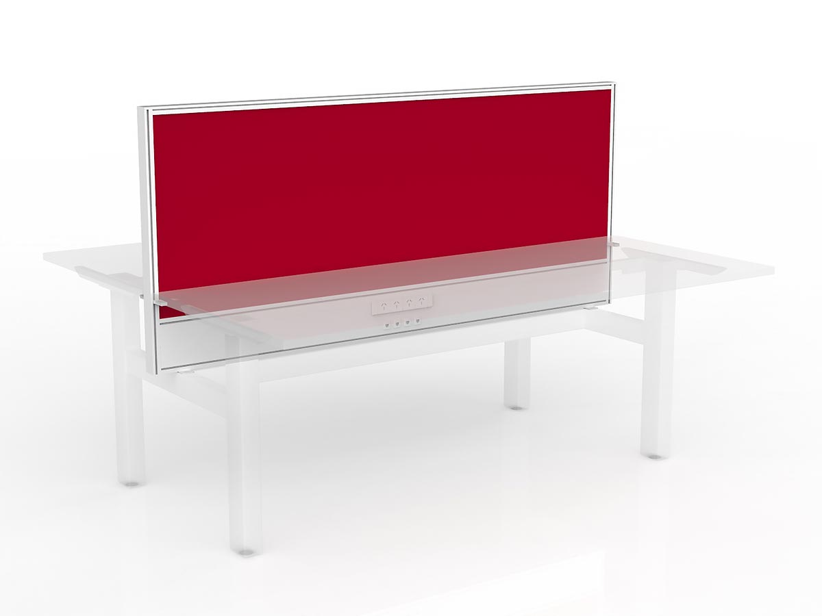 OL Studio Screen with Ducting for Agile Shared Desk – Breath Fabric with White Frame