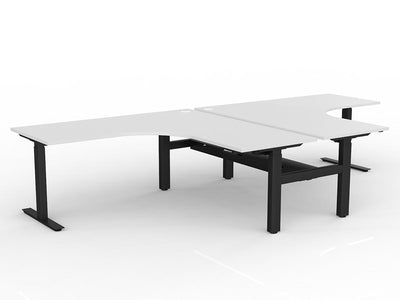 OL Agile Electric Height Adjustable 90° Shared Workstation – White Top Black Frame