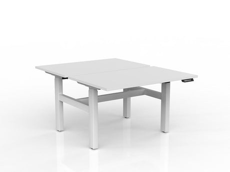 OL Agile Electric Height Adjustable Shared Desk White Top with White Frame