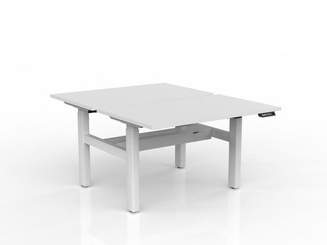 OL Agile Electric Height Adjustable Shared Desk White Top with White Frame