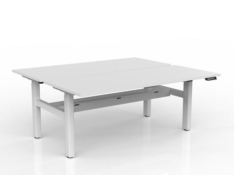 OL Agile Electric Height Adjustable Shared Desk White Top with White Frame