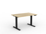 OL Agile Electric Motor Height Adjustable Straight Desk in New Oak top with Black Base