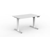 OL Agile Electric Height Adjustable Straight Desk in White top with White Base