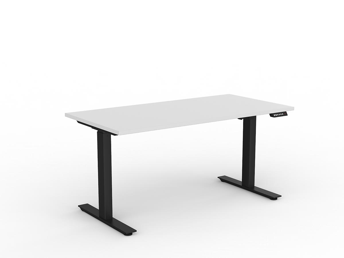 OL Agile Electric Height Adjustable Straight Desk in White top with Black Base