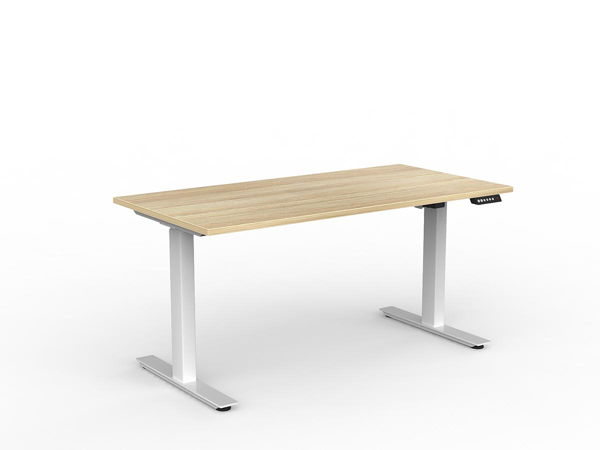 OL Agile Electric Height Adjustable Desk in Oak Top White Base