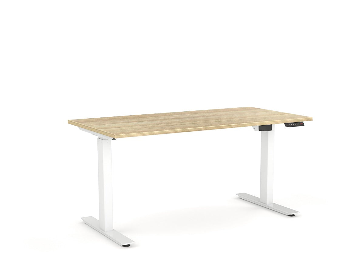 OL Agile Electric Height Adjustable Individual Desk – Oak Top with White Frame