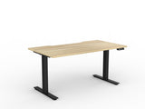 OL Agile Electric Motor Height Adjustable Straight Desk in New Oak top with Black Base