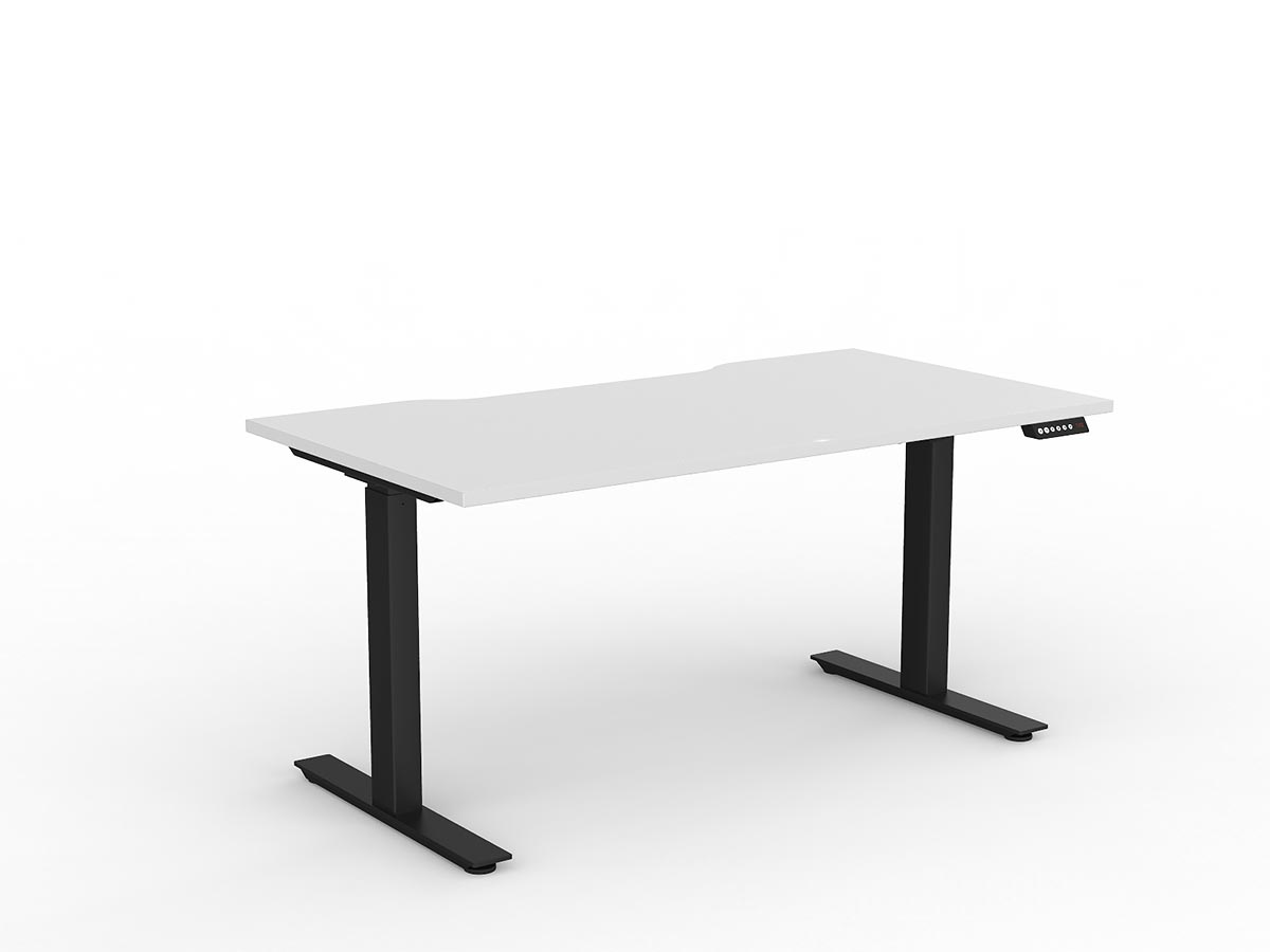 OL Agile Electric Height Adjustable Straight Desk in White top with Black Base