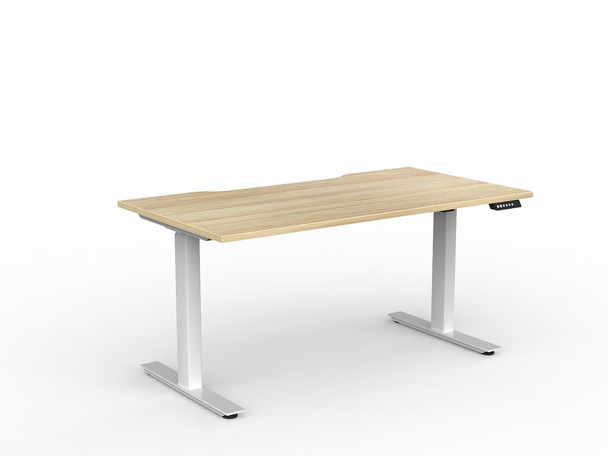 OL Agile Electric Height Adjustable Desk in Oak Top White Base