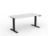 OL Agile Electric Height Adjustable Straight Desk in White top with Black Base