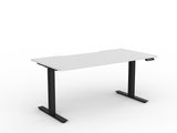 OL Agile Electric Height Adjustable Straight Desk in White top with Black Base