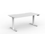 OL Agile Electric Height Adjustable Straight Desk in White top with White Base