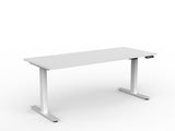 OL Agile Electric Height Adjustable Straight Desk in White top with White Base